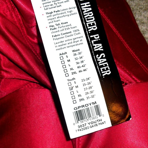 Cramer Kids Youth sz. Medium Red Football Pants New Tags - Picture 3 of 3